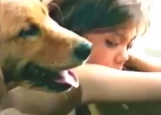 Wife in the nude allows dog to damage her vag